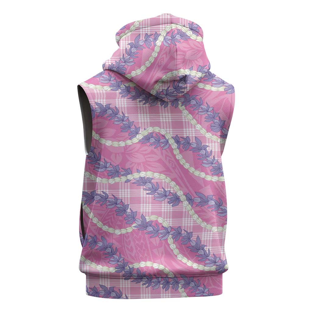 Pink Hawaii Palaka Honohono Pikake Sleeveless Hoodie Hawaiian Orchid Lei Polynesian Pattern LT14 - Polynesian Pride