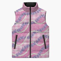 Pink Hawaii Palaka Honohono Pikake Sleeveless Puffer Jacket Hawaiian Orchid Lei Polynesian Pattern LT14 Unisex Pink - Polynesian Pride
