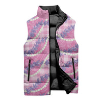 Pink Hawaii Palaka Honohono Pikake Sleeveless Puffer Jacket Hawaiian Orchid Lei Polynesian Pattern LT14 - Polynesian Pride