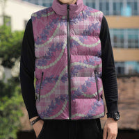 Pink Hawaii Palaka Honohono Pikake Sleeveless Puffer Jacket Hawaiian Orchid Lei Polynesian Pattern LT14 - Polynesian Pride