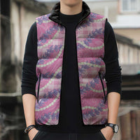 Pink Hawaii Palaka Honohono Pikake Sleeveless Puffer Jacket Hawaiian Orchid Lei Polynesian Pattern LT14 - Polynesian Pride