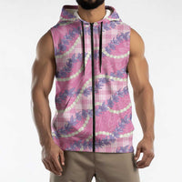 Pink Hawaii Palaka Honohono Pikake Sleeveless Zip Hoodie Hawaiian Orchid Lei Polynesian Pattern LT14 - Polynesian Pride
