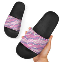 Pink Hawaii Palaka Honohono Pikake Slide Sandals Hawaiian Orchid Lei Polynesian Pattern LT14 - Polynesian Pride
