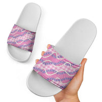 Pink Hawaii Palaka Honohono Pikake Slide Sandals Hawaiian Orchid Lei Polynesian Pattern LT14 - Polynesian Pride