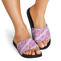 Pink Hawaii Palaka Honohono Pikake Slide Sandals Hawaiian Orchid Lei Polynesian Pattern LT14 - Polynesian Pride