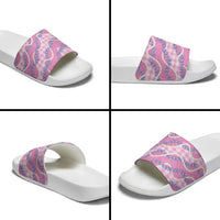 Pink Hawaii Palaka Honohono Pikake Slide Sandals Hawaiian Orchid Lei Polynesian Pattern LT14 - Polynesian Pride