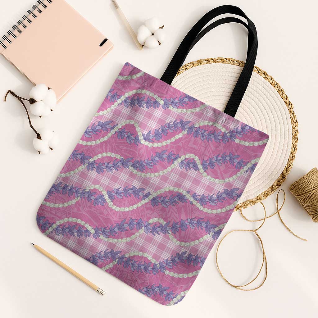 Pink Hawaii Palaka Honohono Pikake Tote Bag Hawaiian Orchid Lei Polynesian Pattern - Polynesian Pride