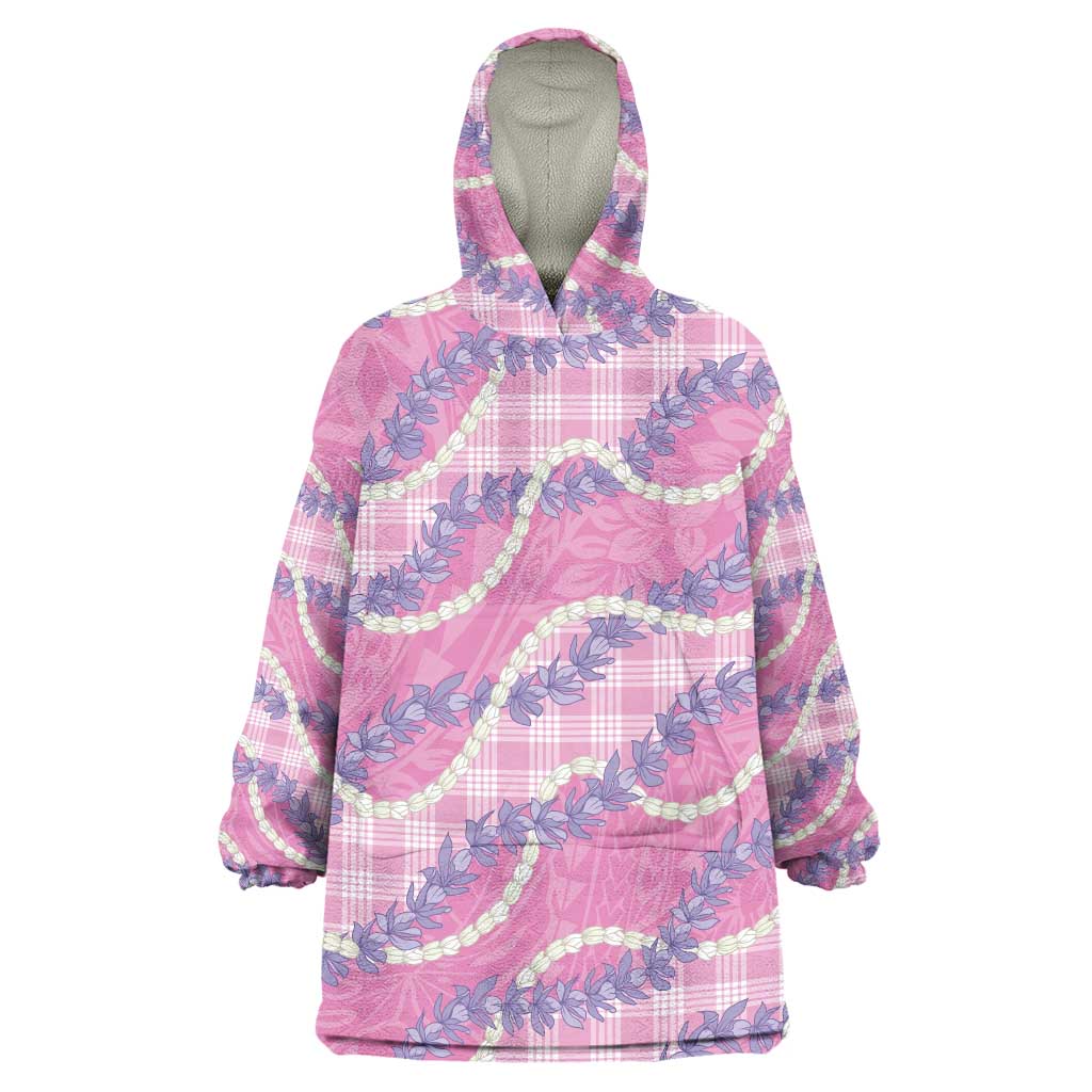 Pink Hawaii Palaka Honohono Pikake Wearable Blanket Hoodie Hawaiian Orchid Lei Polynesian Pattern LT14 One Size Pink - Polynesian Pride