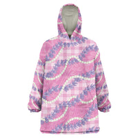 Pink Hawaii Palaka Honohono Pikake Wearable Blanket Hoodie Hawaiian Orchid Lei Polynesian Pattern LT14 One Size Pink - Polynesian Pride