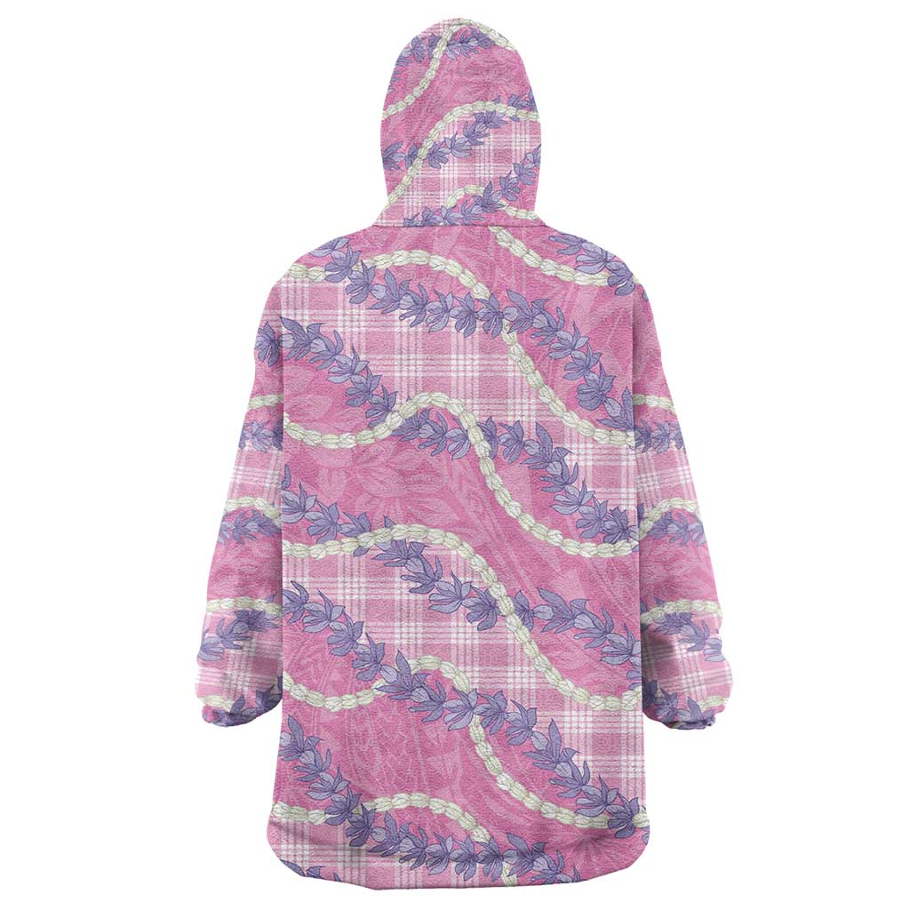 Pink Hawaii Palaka Honohono Pikake Wearable Blanket Hoodie Hawaiian Orchid Lei Polynesian Pattern LT14 - Polynesian Pride