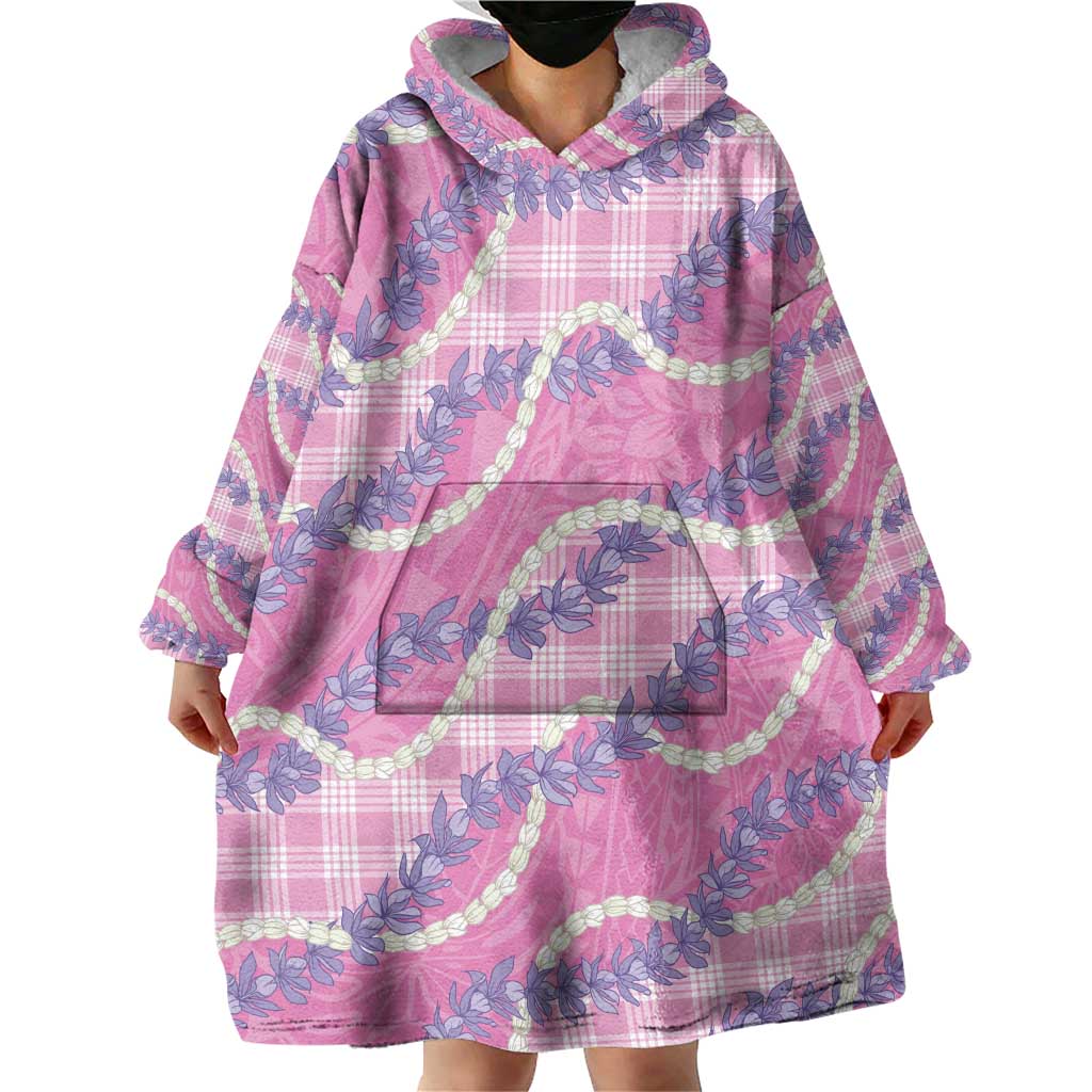 Pink Hawaii Palaka Honohono Pikake Wearable Blanket Hoodie Hawaiian Orchid Lei Polynesian Pattern LT14 - Polynesian Pride