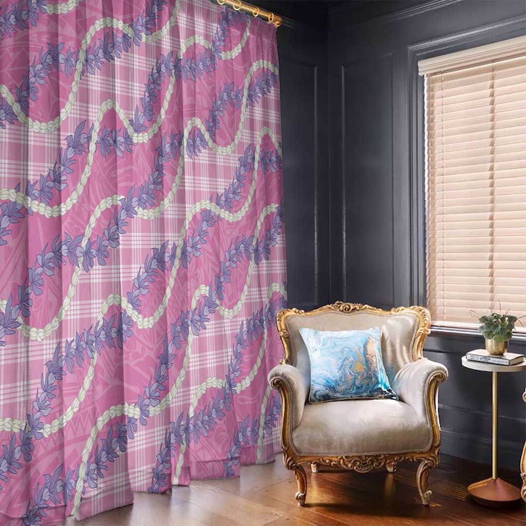 Pink Hawaii Palaka Honohono Pikake Window Curtain Hawaiian Orchid Lei Polynesian Pattern - Polynesian Pride