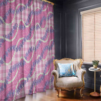 Pink Hawaii Palaka Honohono Pikake Window Curtain Hawaiian Orchid Lei Polynesian Pattern - Polynesian Pride