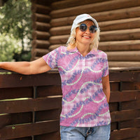 Pink Hawaii Palaka Honohono Pikake Women Polo Shirt Hawaiian Orchid Lei Polynesian Pattern - Polynesian Pride