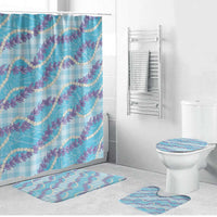 Blue Hawaii Palaka Honohono Pikake Bathroom Set Hawaiian Orchid Lei Polynesian Pattern LT14 Bathroom Set (4 pcs) Blue - Polynesian Pride