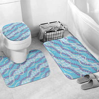 Blue Hawaii Palaka Honohono Pikake Bathroom Set Hawaiian Orchid Lei Polynesian Pattern LT14 Mat Set Only (3 pcs) One Size Blue - Polynesian Pride
