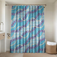 Blue Hawaii Palaka Honohono Pikake Bathroom Set Hawaiian Orchid Lei Polynesian Pattern LT14 Shower Curtain Only Blue - Polynesian Pride