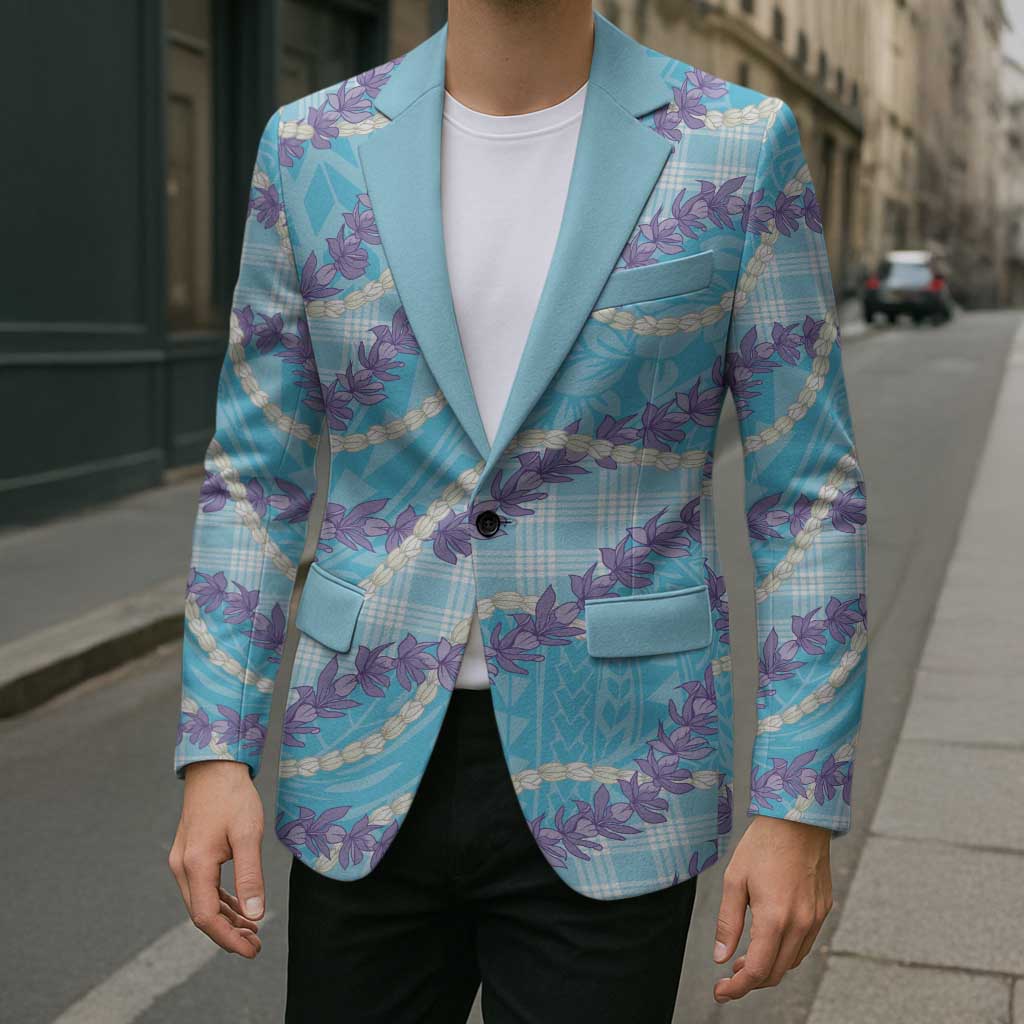 Blue Hawaii Palaka Honohono Pikake Blazer Hawaiian Orchid Lei Polynesian Pattern - Polynesian Pride