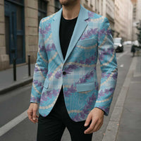 Blue Hawaii Palaka Honohono Pikake Blazer Hawaiian Orchid Lei Polynesian Pattern - Polynesian Pride