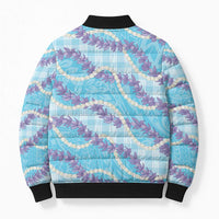 Blue Hawaii Palaka Honohono Pikake Bomber Puffer Jacket Hawaiian Orchid Lei Polynesian Pattern LT14 - Polynesian Pride