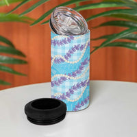 Blue Hawaii Palaka Honohono Pikake 4 in 1 Can Cooler Tumbler Hawaiian Orchid Lei Polynesian Pattern LT14 - Polynesian Pride