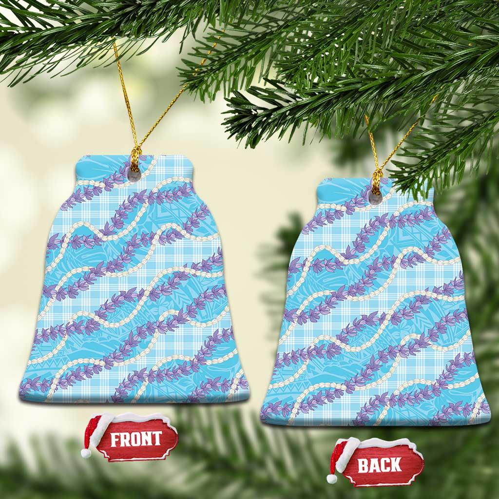 Blue Hawaii Palaka Honohono Pikake Ceramic Ornament Hawaiian Orchid Lei Polynesian Pattern - Polynesian Pride