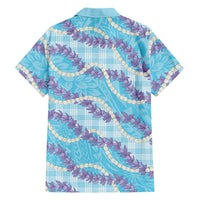 Blue Hawaii Palaka Honohono Pikake Family Matching Long Sleeve Bodycon Dress and Hawaiian Shirt Hawaiian Orchid Lei Polynesian Pattern LT14 - Polynesian Pride