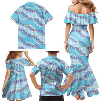 Blue Hawaii Palaka Honohono Pikake Family Matching Mermaid Dress and Hawaiian Shirt Hawaiian Orchid Lei Polynesian Pattern LT14 - Polynesian Pride