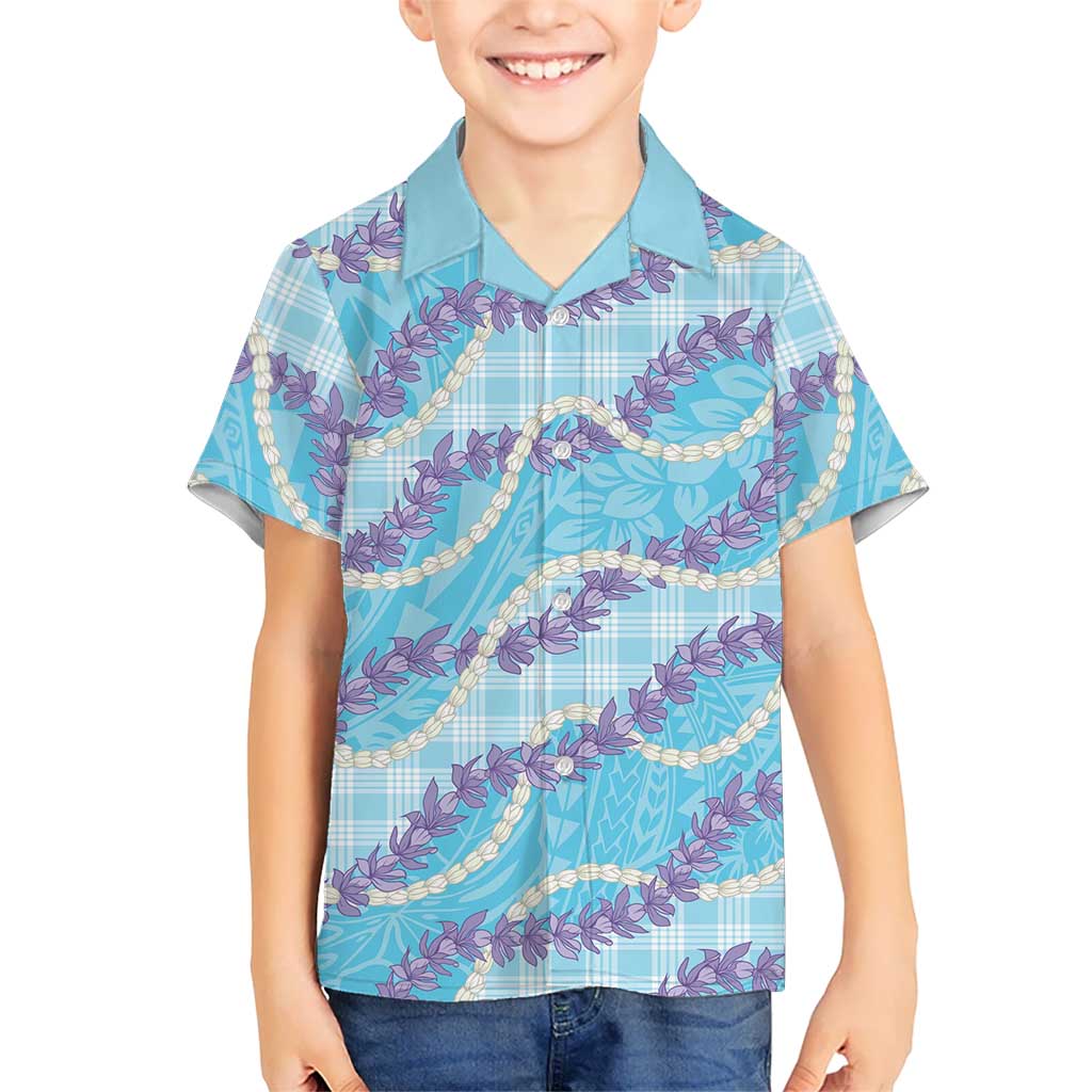 Blue Hawaii Palaka Honohono Pikake Family Matching Mermaid Dress and Hawaiian Shirt Hawaiian Orchid Lei Polynesian Pattern LT14 - Polynesian Pride