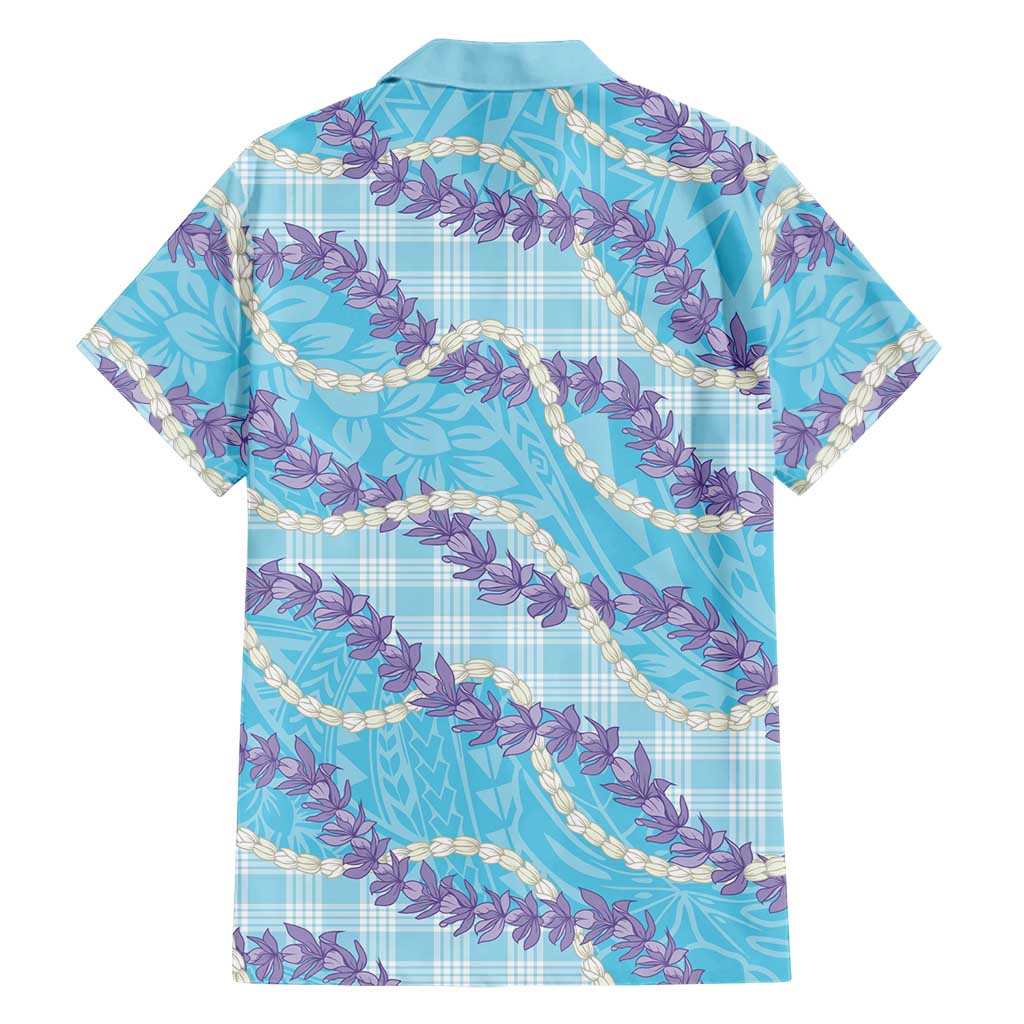 Blue Hawaii Palaka Honohono Pikake Family Matching Off The Shoulder Long Sleeve Dress and Hawaiian Shirt Hawaiian Orchid Lei Polynesian Pattern LT14 - Polynesian Pride