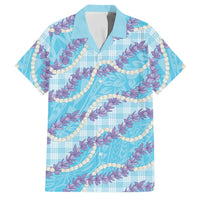 Blue Hawaii Palaka Honohono Pikake Family Matching Summer Maxi Dress and Hawaiian Shirt Hawaiian Orchid Lei Polynesian Pattern LT14 Dad's Shirt - Short Sleeve Blue - Polynesian Pride