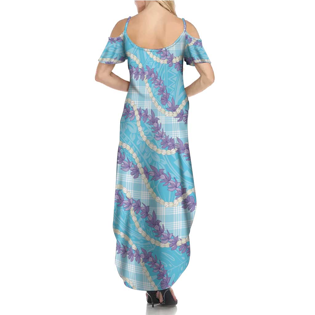 Blue Hawaii Palaka Honohono Pikake Family Matching Summer Maxi Dress and Hawaiian Shirt Hawaiian Orchid Lei Polynesian Pattern LT14 - Polynesian Pride