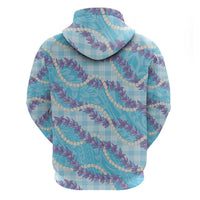 Blue Hawaii Palaka Honohono Pikake Hoodie Hawaiian Orchid Lei Polynesian Pattern - Polynesian Pride