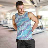 Blue Hawaii Palaka Honohono Pikake Men Tank Top Hawaiian Orchid Lei Polynesian Pattern LT14 Blue - Polynesian Pride