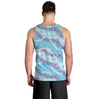 Blue Hawaii Palaka Honohono Pikake Men Tank Top Hawaiian Orchid Lei Polynesian Pattern LT14 - Polynesian Pride