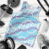 Blue Hawaii Palaka Honohono Pikake Men Tank Top Hawaiian Orchid Lei Polynesian Pattern LT14 - Polynesian Pride
