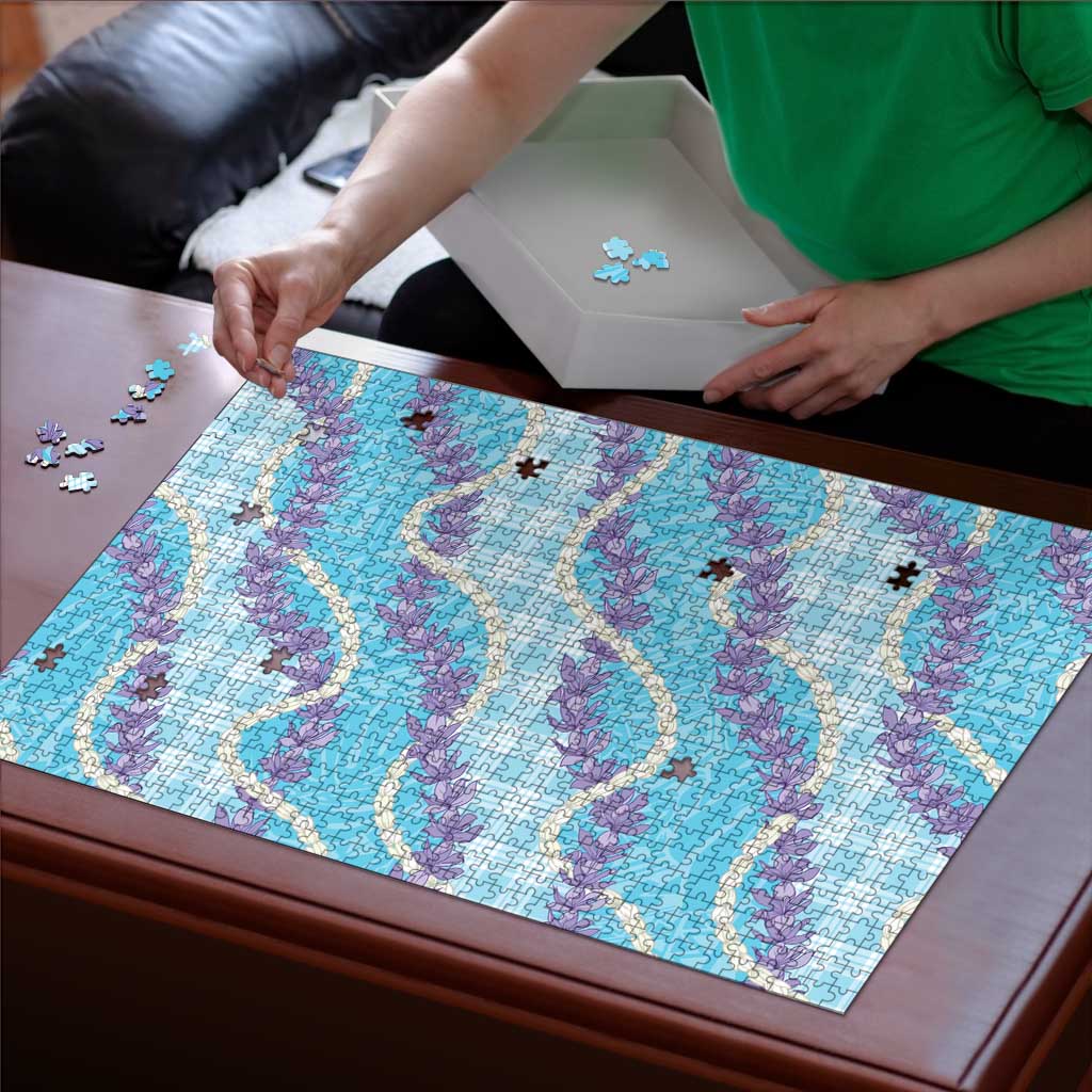 Blue Hawaii Palaka Honohono Pikake Puzzle Hawaiian Orchid Lei Polynesian Pattern - Polynesian Pride