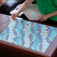 Blue Hawaii Palaka Honohono Pikake Puzzle Hawaiian Orchid Lei Polynesian Pattern - Polynesian Pride