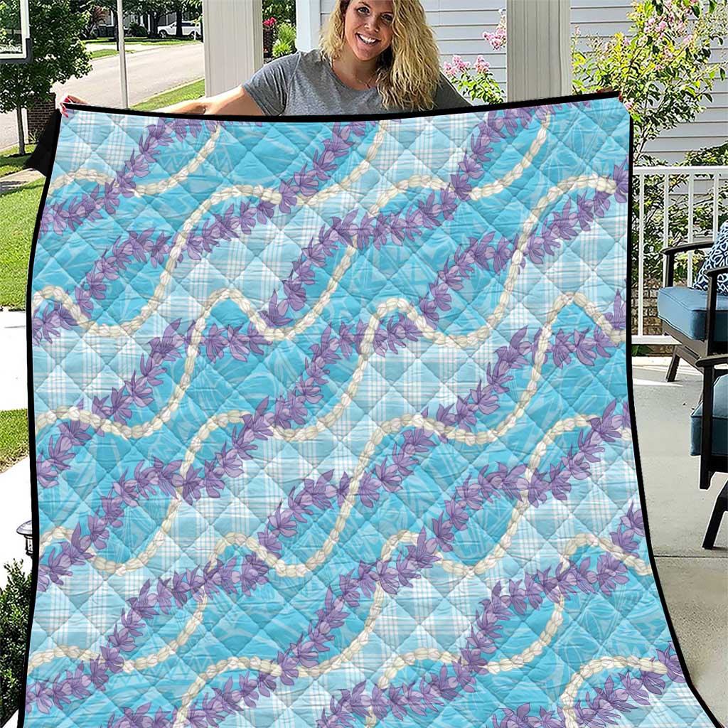 Blue Hawaii Palaka Honohono Pikake Quilt Hawaiian Orchid Lei Polynesian Pattern - Polynesian Pride