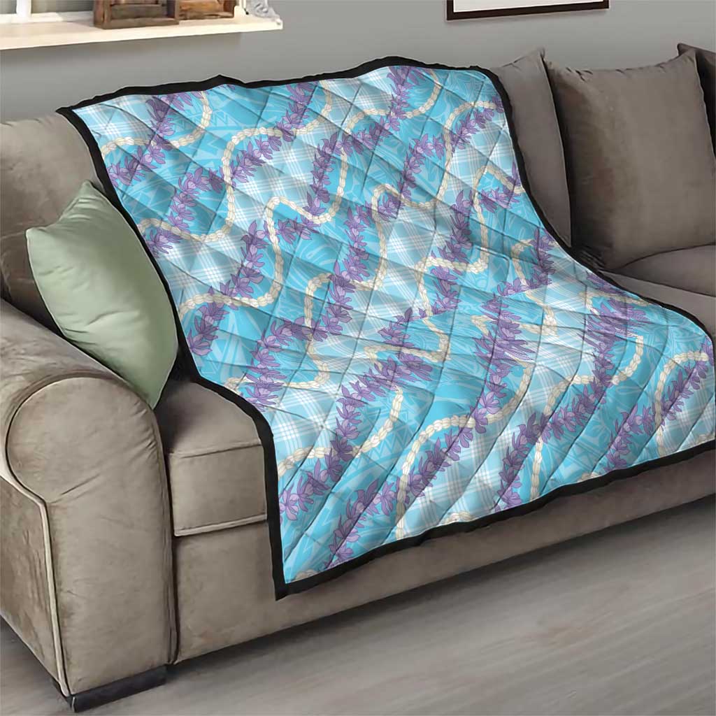 Blue Hawaii Palaka Honohono Pikake Quilt Hawaiian Orchid Lei Polynesian Pattern - Polynesian Pride