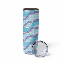 Blue Hawaii Palaka Honohono Pikake Skinny Tumbler Hawaiian Orchid Lei Polynesian Pattern LT14 - Polynesian Pride