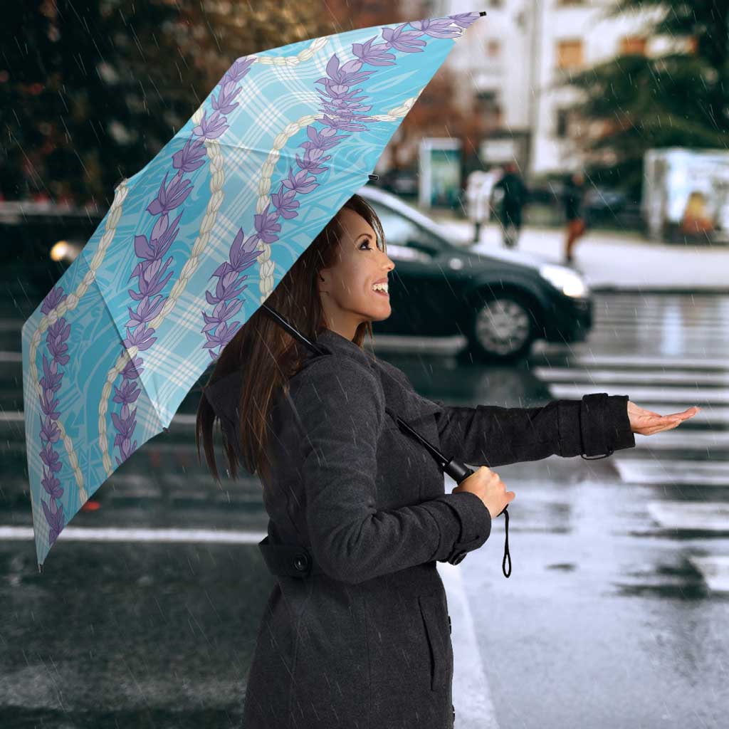 Blue Hawaii Palaka Honohono Pikake Umbrella Hawaiian Orchid Lei Polynesian Pattern - Polynesian Pride