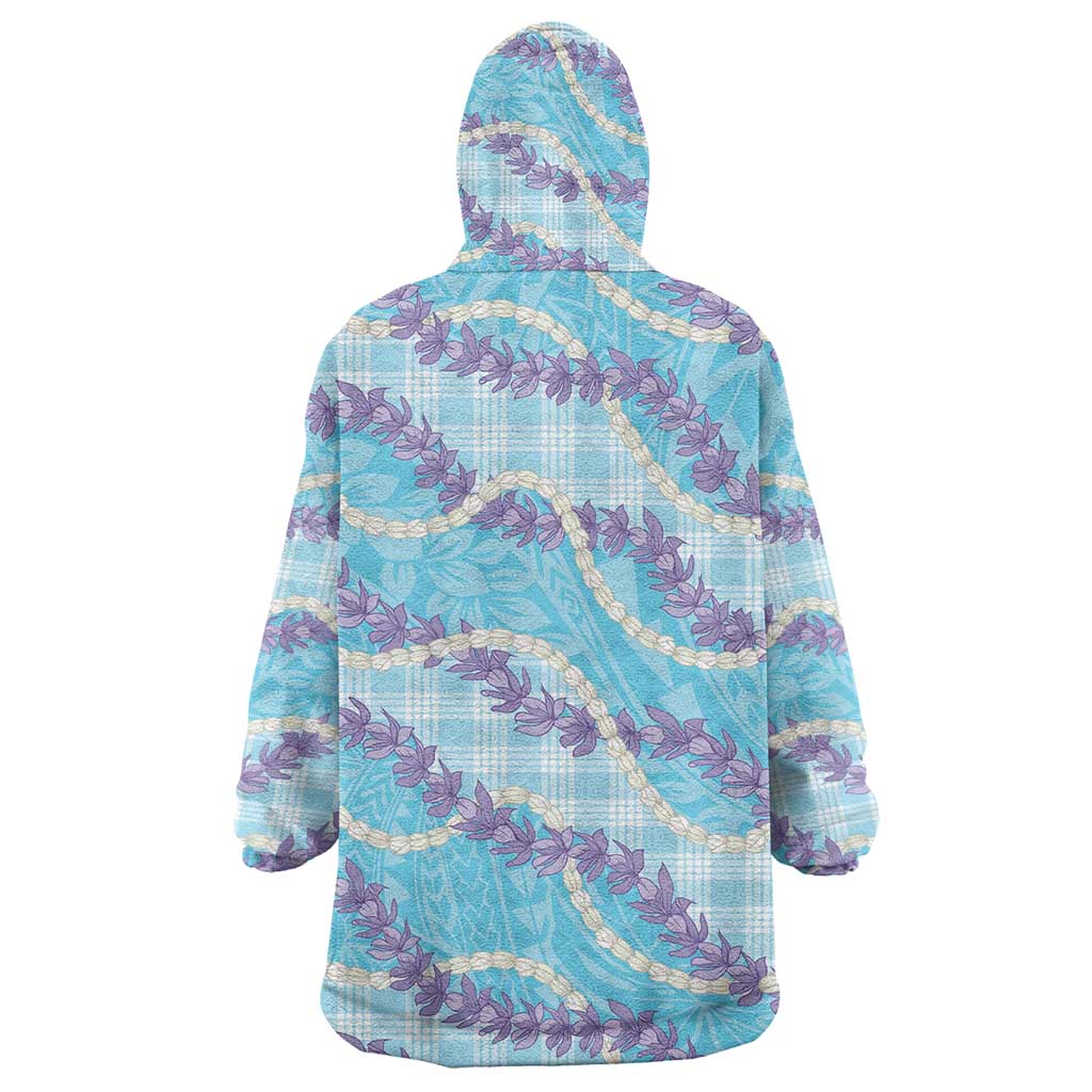 Blue Hawaii Palaka Honohono Pikake Wearable Blanket Hoodie Hawaiian Orchid Lei Polynesian Pattern LT14 - Polynesian Pride