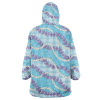 Blue Hawaii Palaka Honohono Pikake Wearable Blanket Hoodie Hawaiian Orchid Lei Polynesian Pattern LT14 - Polynesian Pride