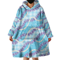 Blue Hawaii Palaka Honohono Pikake Wearable Blanket Hoodie Hawaiian Orchid Lei Polynesian Pattern LT14 - Polynesian Pride
