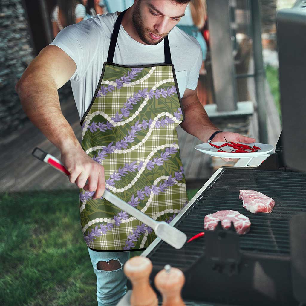 Green Hawaii Palaka Honohono Pikake Apron Hawaiian Orchid Lei Polynesian Pattern - Polynesian Pride