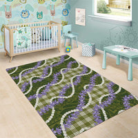 Green Hawaii Palaka Honohono Pikake Area Rug Hawaiian Orchid Lei Polynesian Pattern LT14 - Polynesian Pride