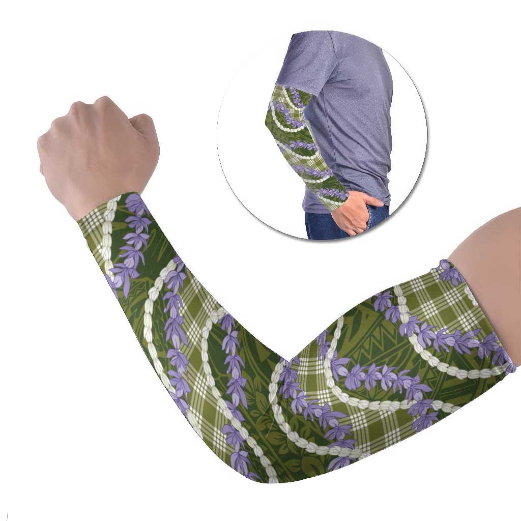 Green Hawaii Palaka Honohono Pikake Arm Sleeves Hawaiian Orchid Lei Polynesian Pattern LT14 Set of 2 Green - Polynesian Pride