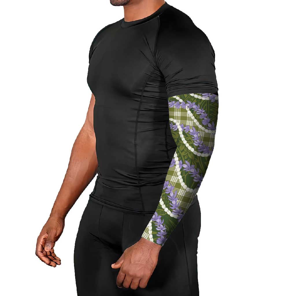 Green Hawaii Palaka Honohono Pikake Arm Sleeves Hawaiian Orchid Lei Polynesian Pattern LT14 - Polynesian Pride