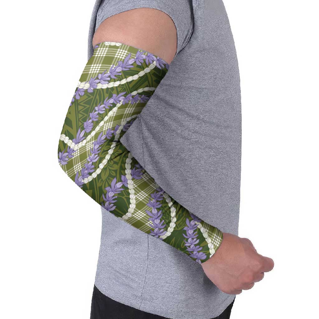 Green Hawaii Palaka Honohono Pikake Arm Sleeves Hawaiian Orchid Lei Polynesian Pattern LT14 - Polynesian Pride